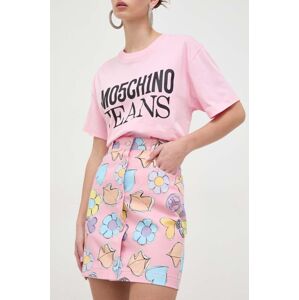 Džínová sukně Moschino Jeans růžová barva, mini