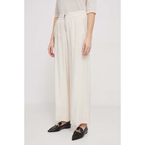Kalhoty Dkny dámské, béžová barva, široké, high waist, P3KK8U87
