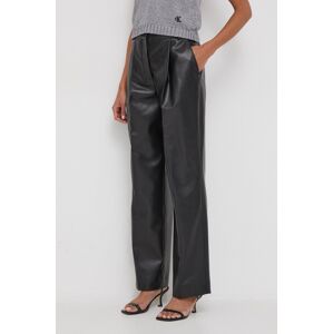 Kalhoty Calvin Klein dámské, černá barva, široké, high waist