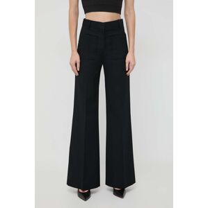 Kalhoty s příměsí vlny Victoria Beckham černá barva, široké, high waist