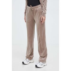 Velurové teplákové kalhoty Juicy Couture béžová barva, s aplikací