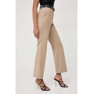 Kalhoty s příměsí vlny Ivy Oak béžová barva, jednoduché, high waist