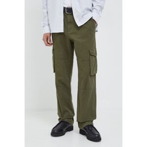 Bavlněné kalhoty Les Deux zelená barva, jednoduché
