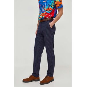 Kalhoty s příměsí vlny Polo Ralph Lauren tmavomodrá barva, jednoduché