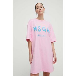 Bavlněné šaty MSGM růžová barva, mini