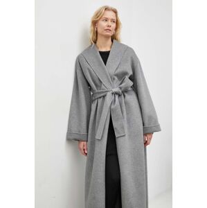 Vlněný kabát By Malene Birger šedá barva, přechodný, oversize