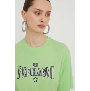 Bavlněné tričko Chiara Ferragni STRETCH zelená barva, 76CBHC02