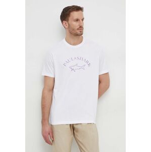 Bavlněné tričko Paul&Shark bílá barva, s potiskem, 24411057