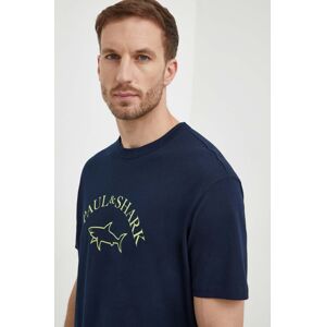 Bavlněné tričko Paul&Shark tmavomodrá barva, s potiskem, 24411057