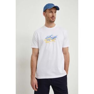 Bavlněné tričko Paul&Shark bílá barva, s potiskem, 24411041