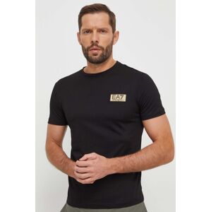 Bavlněné tričko EA7 Emporio Armani černá barva