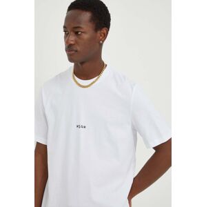 Bavlněné tričko MSGM bílá barva, s potiskem, 3640MM550.247002