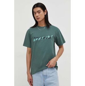 Bavlněné tričko The Kooples zelená barva, s potiskem, HTSC28015K