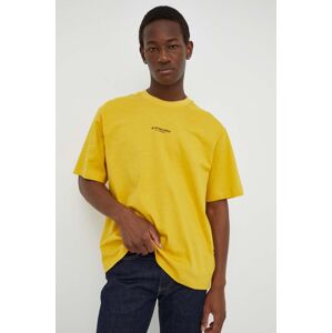 Bavlněné tričko G-Star Raw žlutá barva, s aplikací