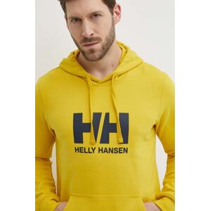 Bavlněná mikina Helly Hansen HH LOGO HOODIE pánská, žlutá barva, s kapucí, s aplikací, 33977