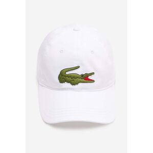Bavlněná baseballová čepice Lacoste bílá barva, s aplikací