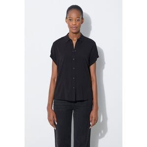 Košile Samsoe Samsoe MAJAN dámská, černá barva, regular, s klasickým límcem, F19123672