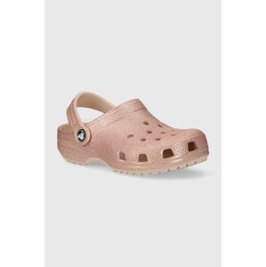 Dětské pantofle Crocs CLASSIC GLITTER CLOG růžová barva