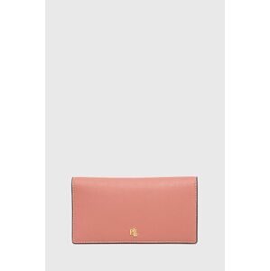 Kožená peněženka Lauren Ralph Lauren zlatá barva