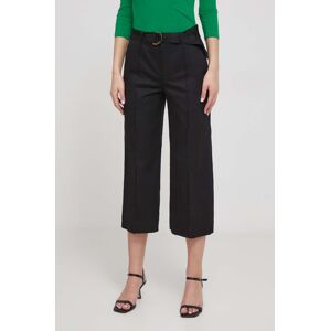 Kalhoty Lauren Ralph Lauren dámské, černá barva, široké, high waist