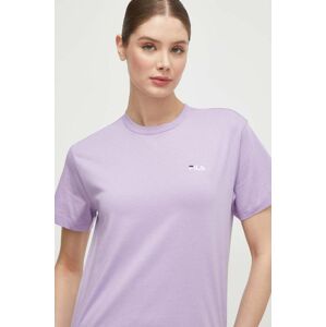Bavlněné tričko Fila fialová barva
