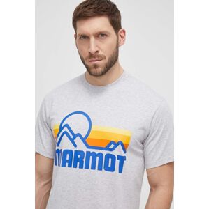 Tričko Marmot Coastal šedá barva, s potiskem
