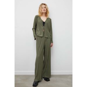 Kalhoty Samsoe Samsoe UMA dámské, zelená barva, široké, high waist, F21200187