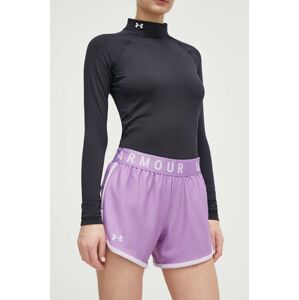 Tréninkové šortky Under Armour dámské, fialová barva, s potiskem, medium waist