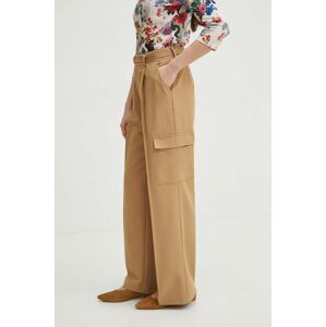 Kalhoty Medicine dámské, béžová barva, široké, high waist