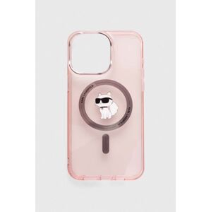 Obal na telefon Karl Lagerfeld iPhone 15 Pro Max 6.7" růžová barva