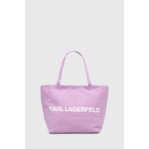 Bavlněná kabelka Karl Lagerfeld fialová barva