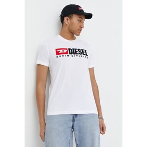Bavlněné tričko Diesel bílá barva, s aplikací