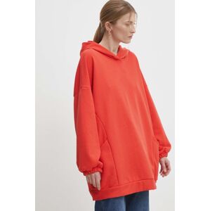 Mikina Answear Lab dámská, červená barva, s kapucí, melanžová
