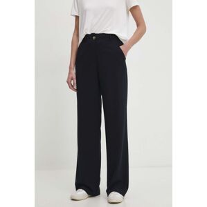 Kalhoty Answear Lab dámské, tmavomodrá barva, široké, high waist