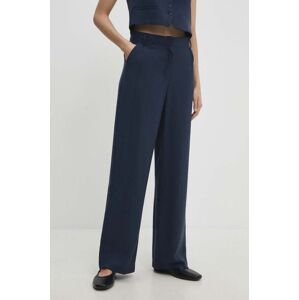 Kalhoty Answear Lab dámské, tmavomodrá barva, jednoduché, high waist