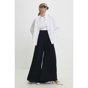 Kalhoty Answear Lab dámské, tmavomodrá barva, široké, high waist