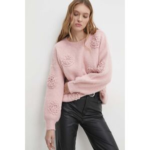 Vlněný svetr Answear Lab růžová barva