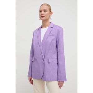 Plátěná bunda Silvian Heach fialová barva, hladká