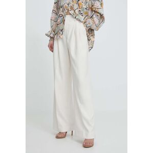 Kalhoty Mos Mosh dámské, béžová barva, široké, high waist