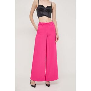 Kalhoty Silvian Heach dámské, růžová barva, široké, high waist