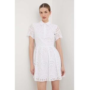 Bavlněné šaty Silvian Heach bílá barva, mini
