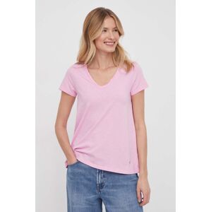 Bavlněné tričko Mos Mosh růžová barva
