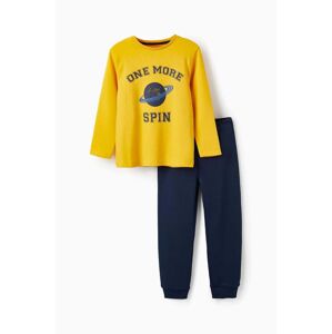 Dětské bavlněné pyžamo zippy žlutá barva, s potiskem