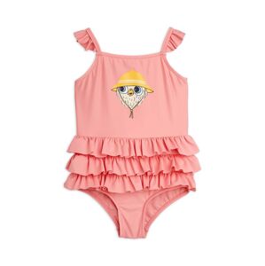 Jednodílné dětské plavky Mini Rodini Owl růžová barva