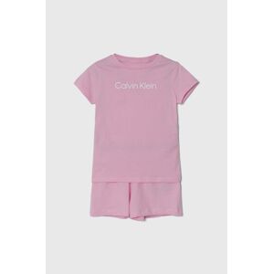 Dětské bavlněné pyžamo Calvin Klein Underwear růžová barva, s potiskem