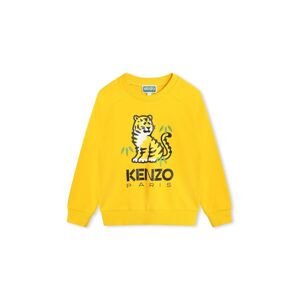 Dětská bavlněná mikina Kenzo Kids žlutá barva, s potiskem