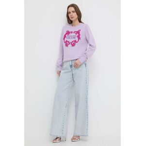 Bavlněná mikina Versace Jeans Couture dámská, fialová barva, s potiskem, 76HAIG02 CF01G
