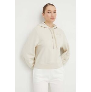 Mikina Armani Exchange dámská, béžová barva, s kapucí, s aplikací, 3DYM12 YJFFZ
