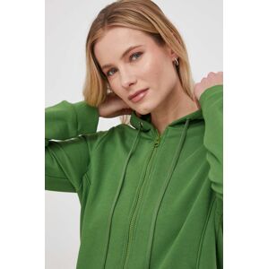 Bavlněná mikina United Colors of Benetton dámská, zelená barva, s kapucí, hladká