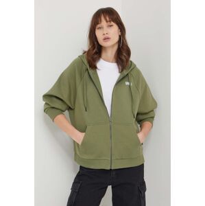 Mikina Vans dámská, zelená barva, s kapucí, s potiskem